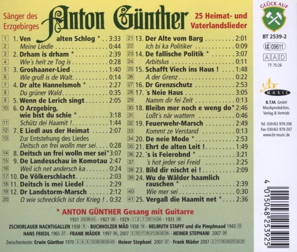 Anton Günther/ 25 Heimat- und Vaterlandslieder