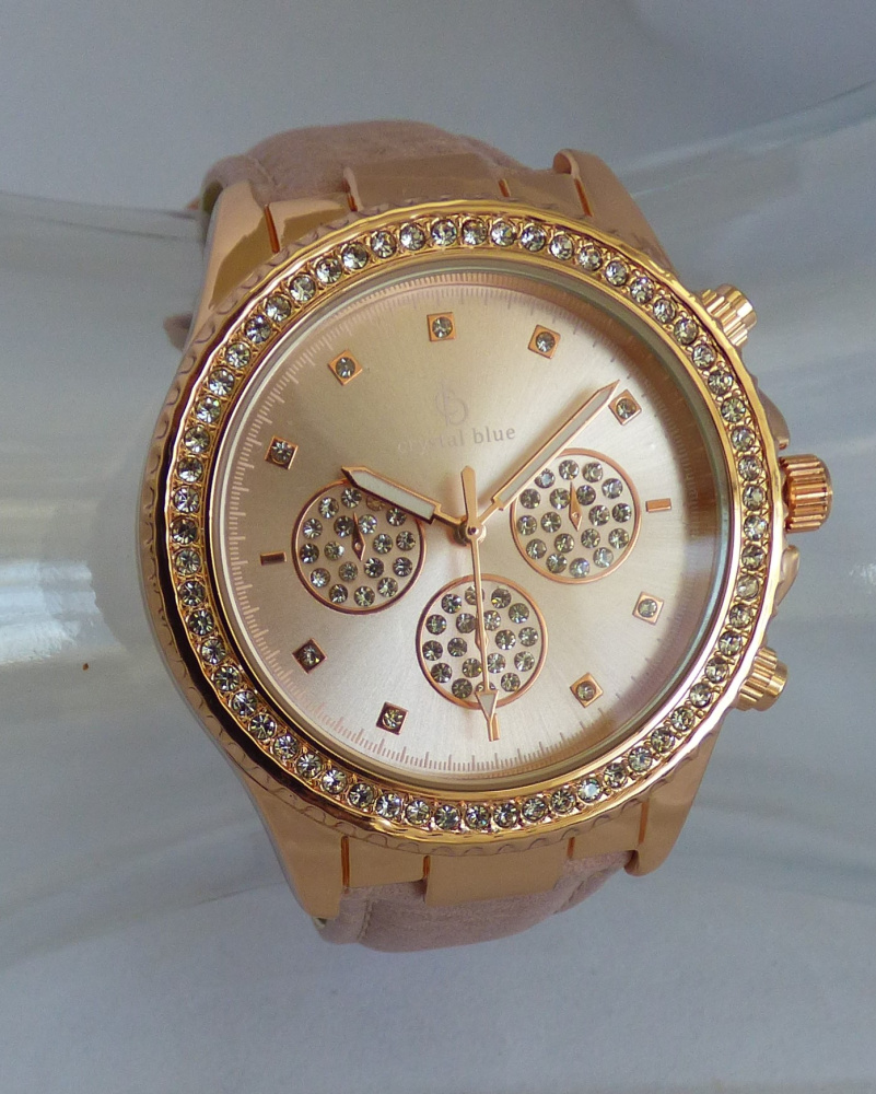 Damenarmbanduhr rosé vergoldet im Chronolook