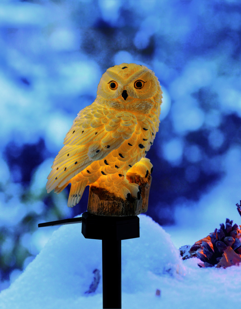 Solar-Leuchte Schneeeule weiß