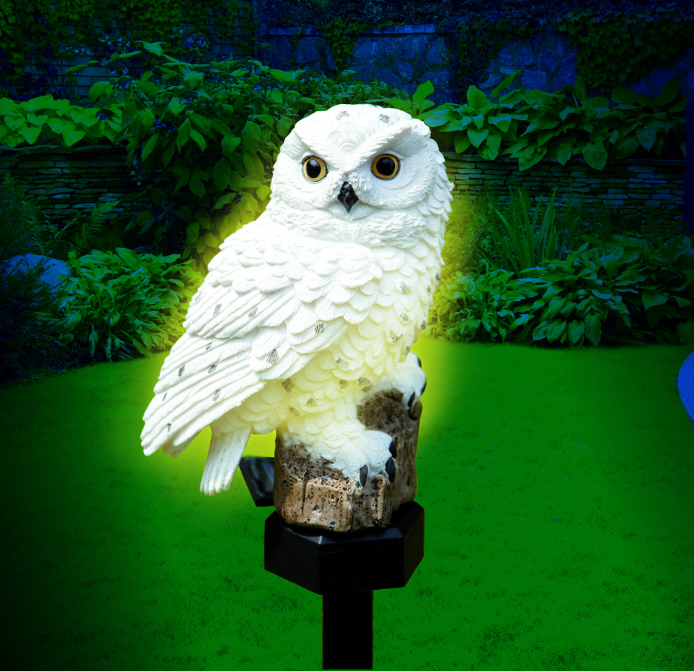 Solar-Leuchte Schneeeule weiß