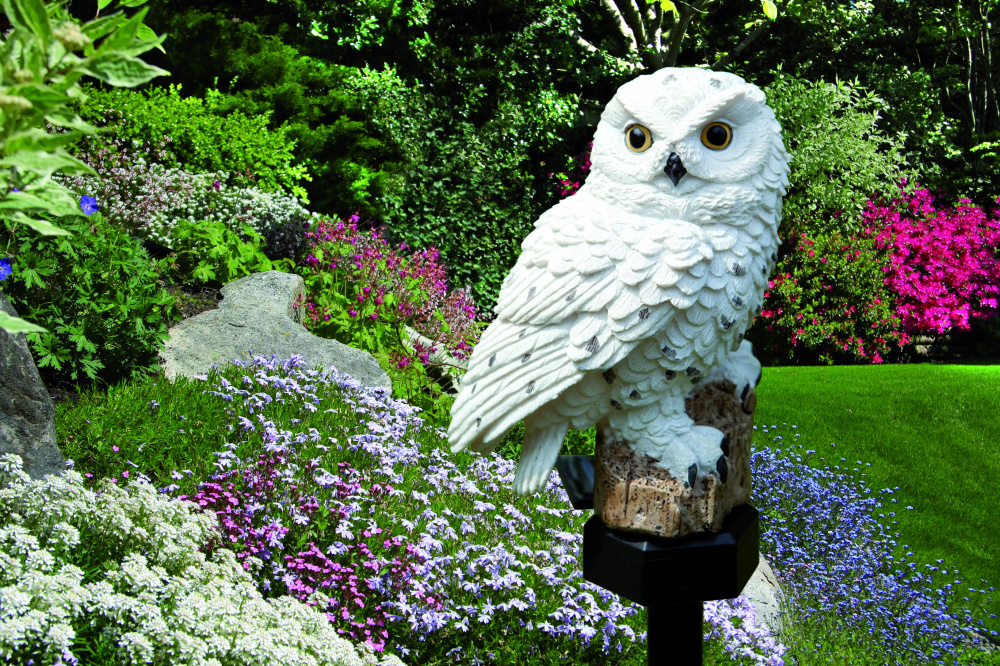 Solar-Leuchte Schneeeule weiß