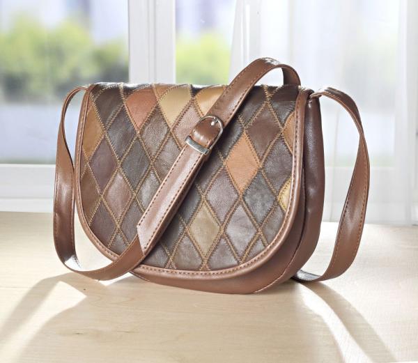 Patchwork-Umhängetasche braun