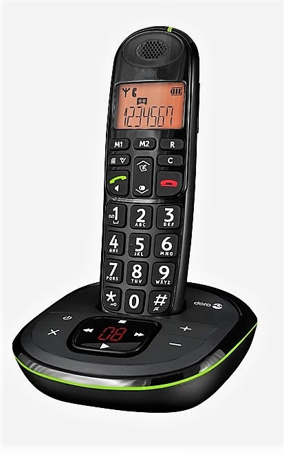 Schnurloses Festnetztelefon mit Anrufbeantworter schwarz