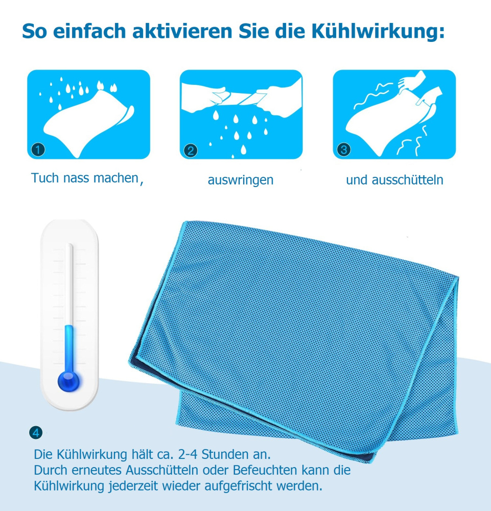 Aktiv kühlendes Handtuch blau