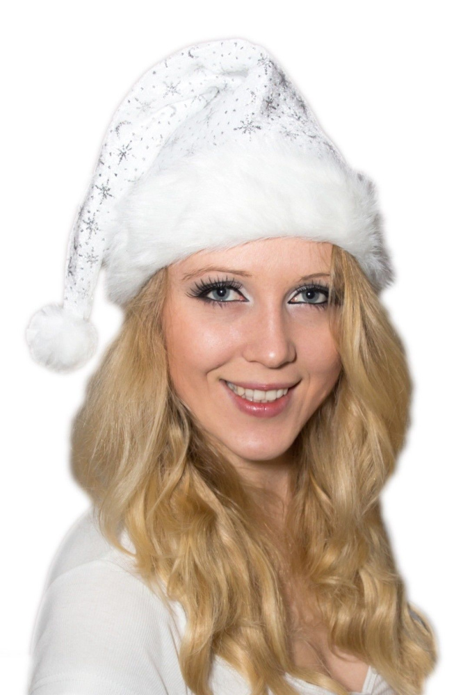 Weihnachtsmütze mit Pelzrand und Glitzer