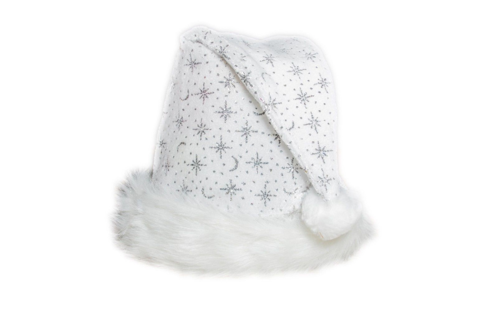 Weihnachtsmütze mit Pelzrand und Glitzer