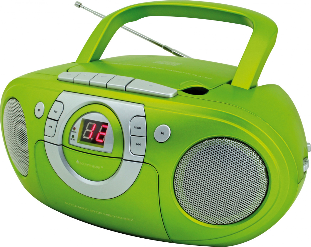 Radio, CD-Player und Kassettenrekorder mit Kopfhörerbuchse - grün