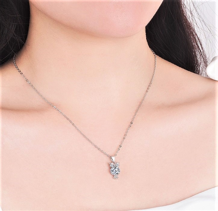 Eulenkette silberfarbig