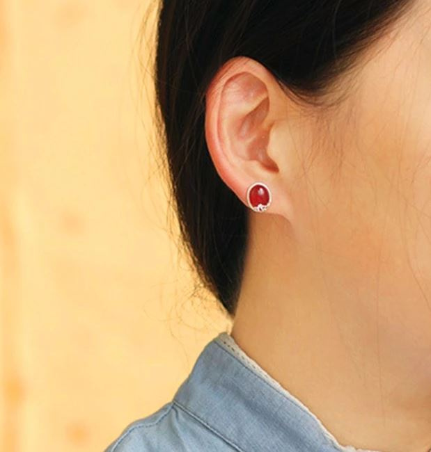 Ohrstecker Achat aus Silber Si925 rot