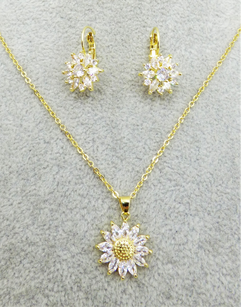Schmuckset Sunflower mit Zirkonia goldfarbig