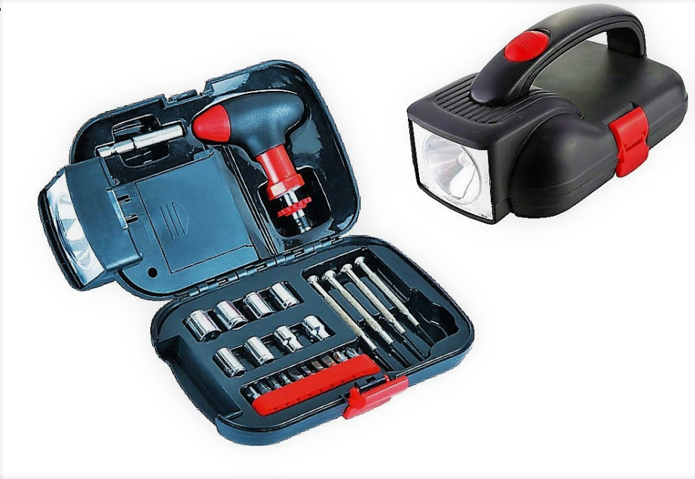 25-teiliges Werkzeugset mit Taschenlampe