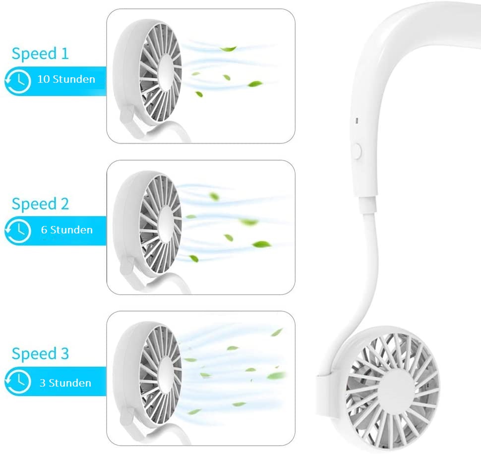 Tragbarer Ventilator Nackenlüfter weiss