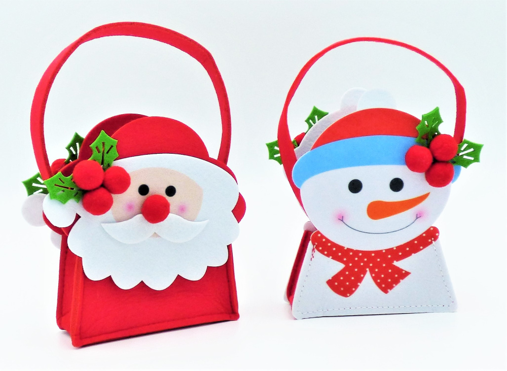 2er-Set Filztaschen Schneemann & Santa