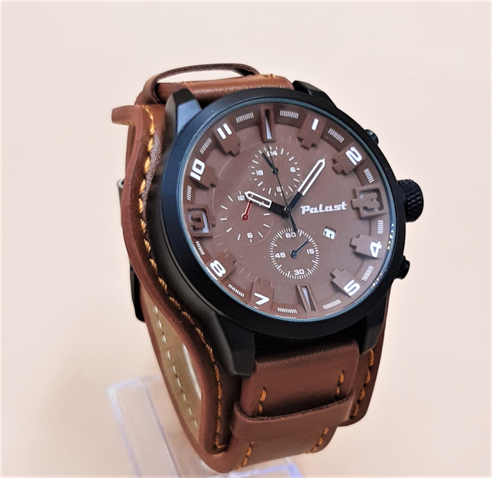 Herrenarmbanduhr Chrono-Optik braun