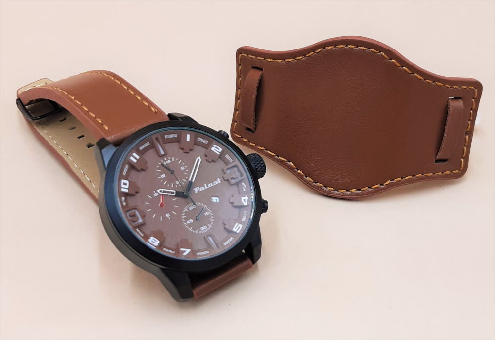 Herrenarmbanduhr Chrono-Optik braun