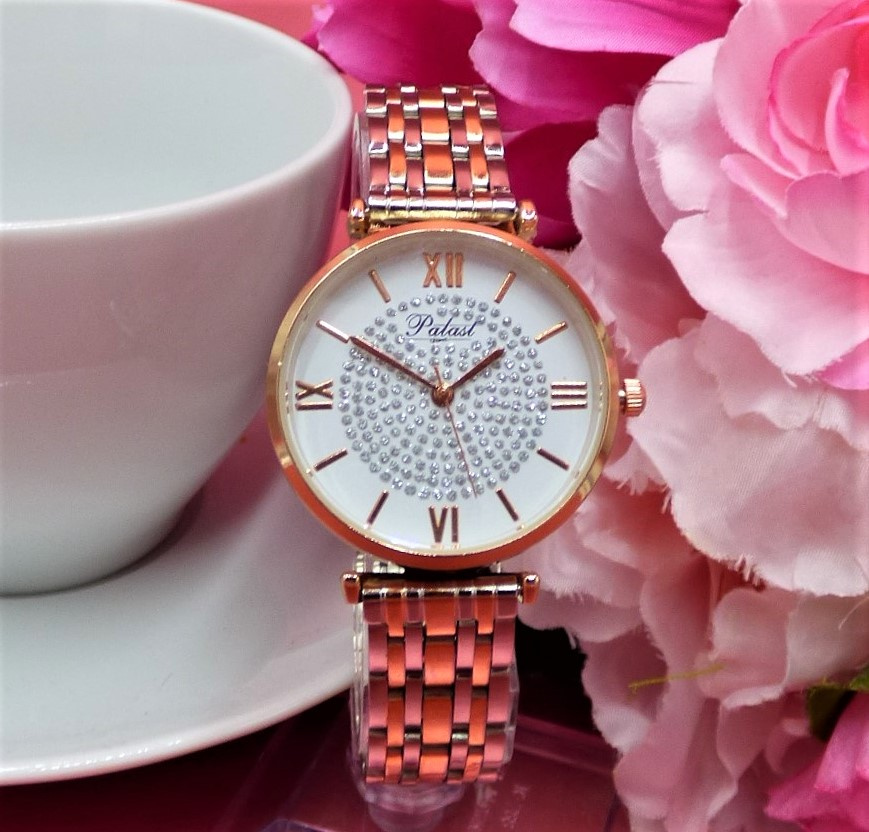 Produktabbildung: Damenarmbanduhr roségoldfarben mit Bicolor-Armband