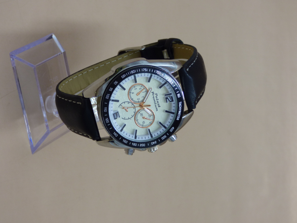 Herrenarmbanduhr Palast Chronolook schwarzes Lederband