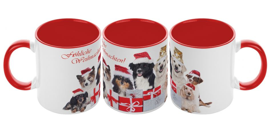 Weihnachtstasse mit Welpen