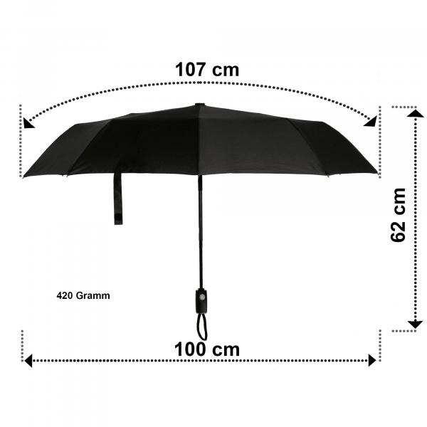 Taschenschirm mit Auf-Zu-Automatik + GRATIS Regenponcho