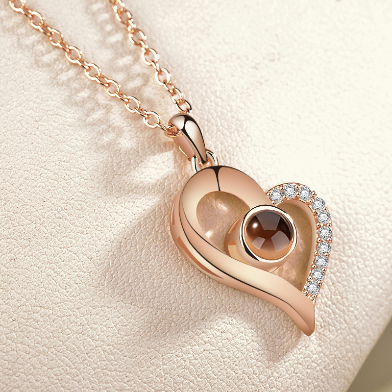 Halskette "Ich liebe Dich" in 100 Sprachen rosegold