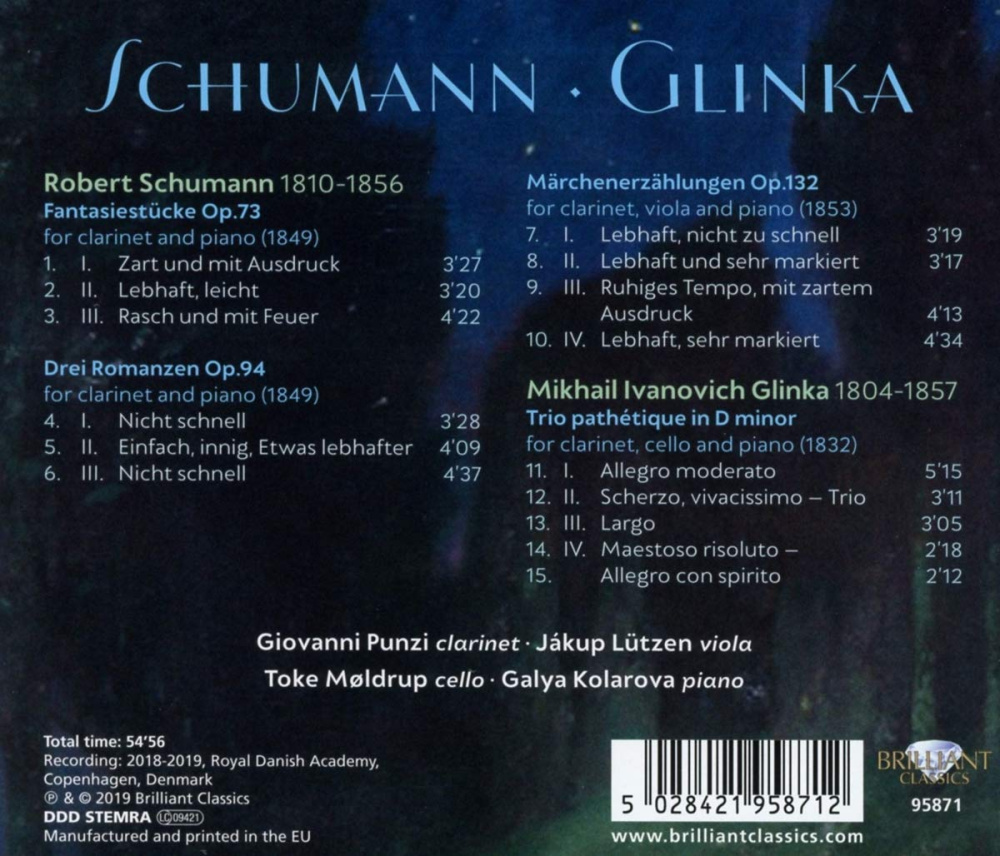 Schumann: Fantasiestücke / Glinka: Trio Pathetique
