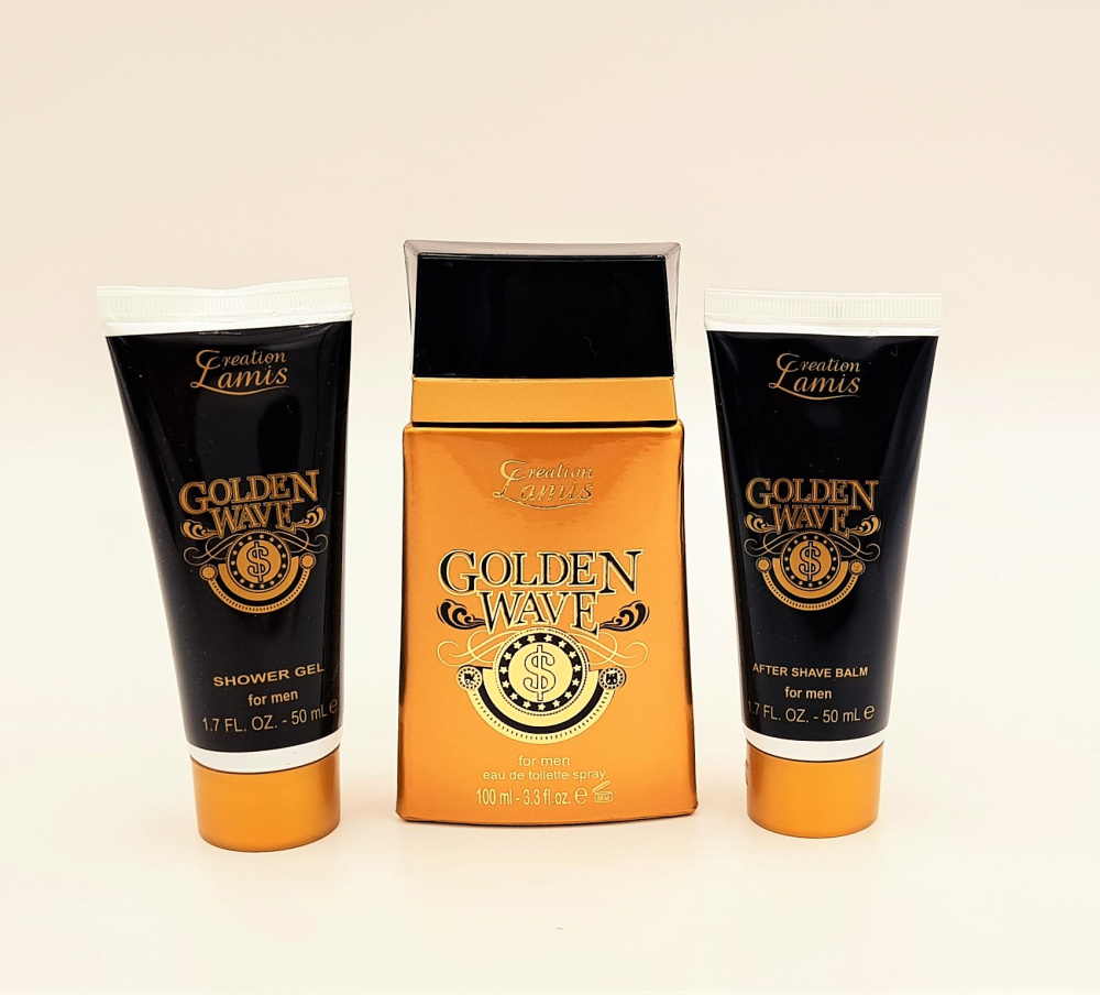 Parfümgeschenkset 3 tlg.Golden Wave Eau de Parfum für Ihn (EdP)