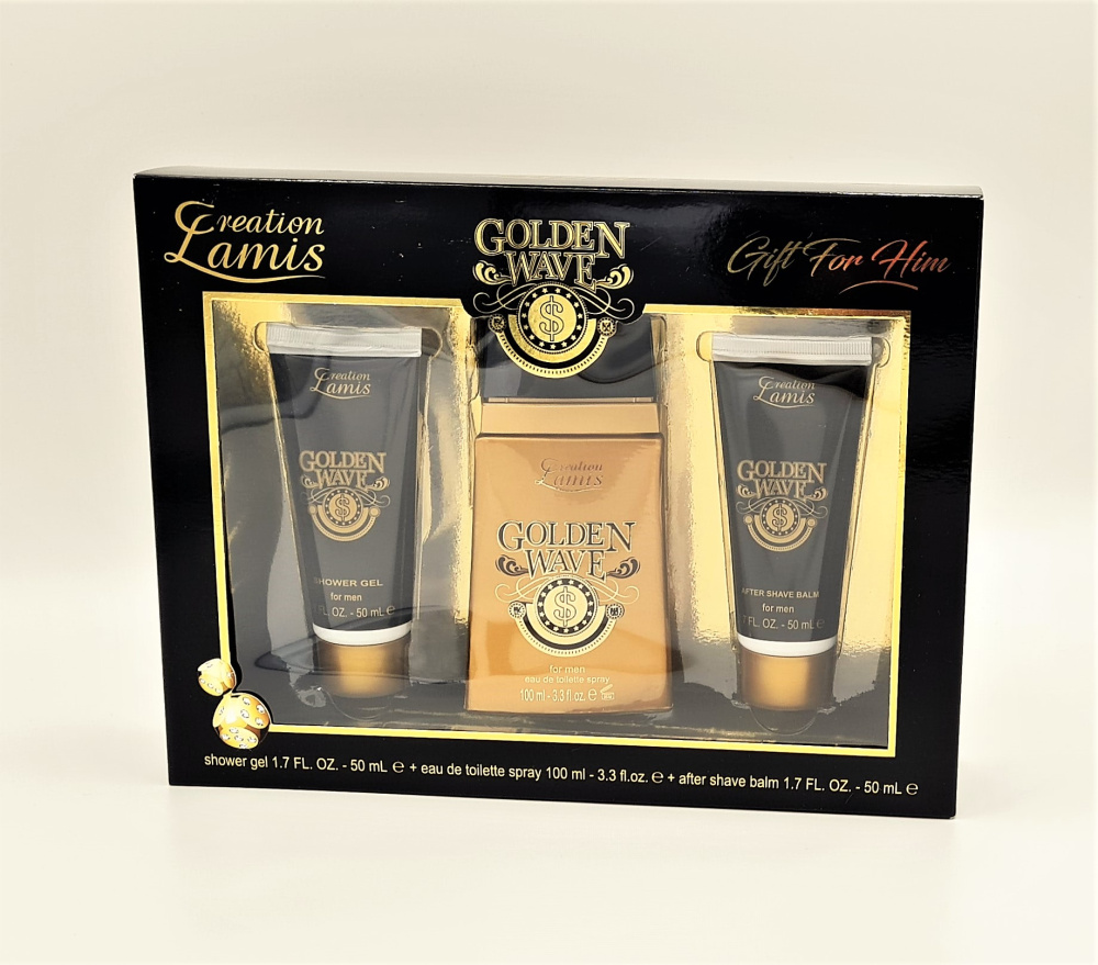 Parfümgeschenkset 3 tlg.Golden Wave Eau de Parfum für Ihn (EdP)