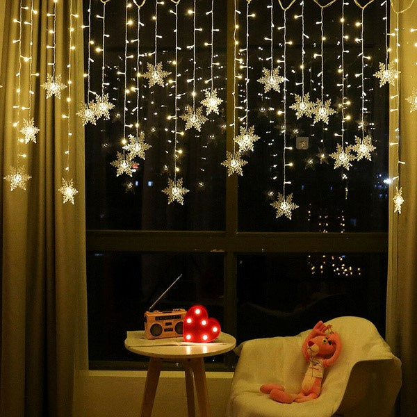 Lichtervorhang Schneeflocken