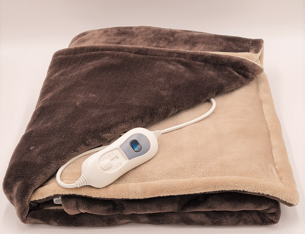 Kuschelige Heizdecke beige-braun