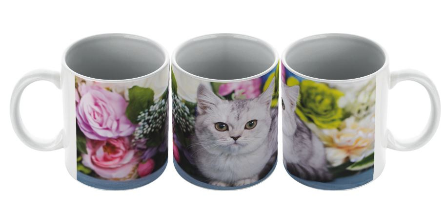 Tasse Katze mit Blumen