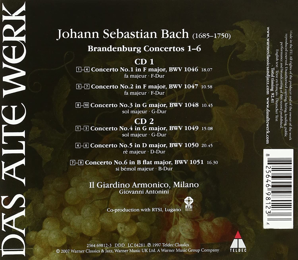 Bach: Brandenburgische Konzerte 1-6