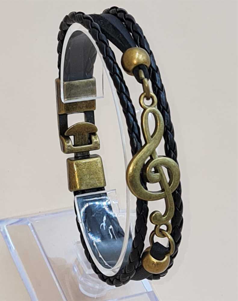 Lederarmband Notenschlüssel für Musikfans