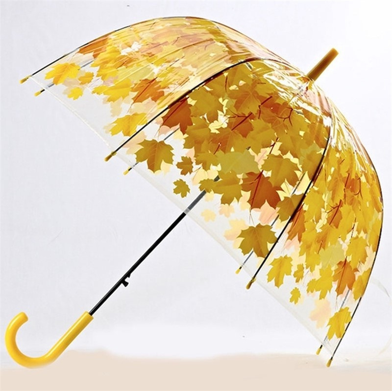Transparenter Regenschirm Blätter gelb