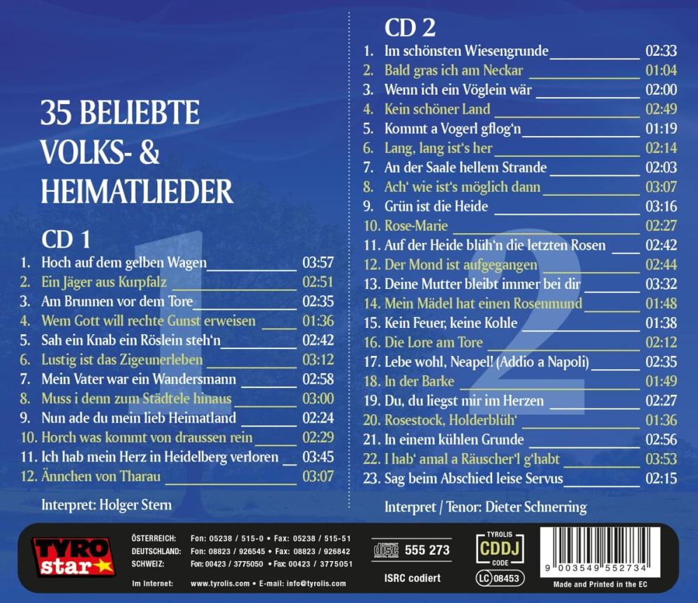 35 beliebte Volks- & Heimatlieder