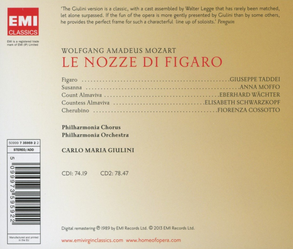 Mozart: Le Nozze Di Figaro
