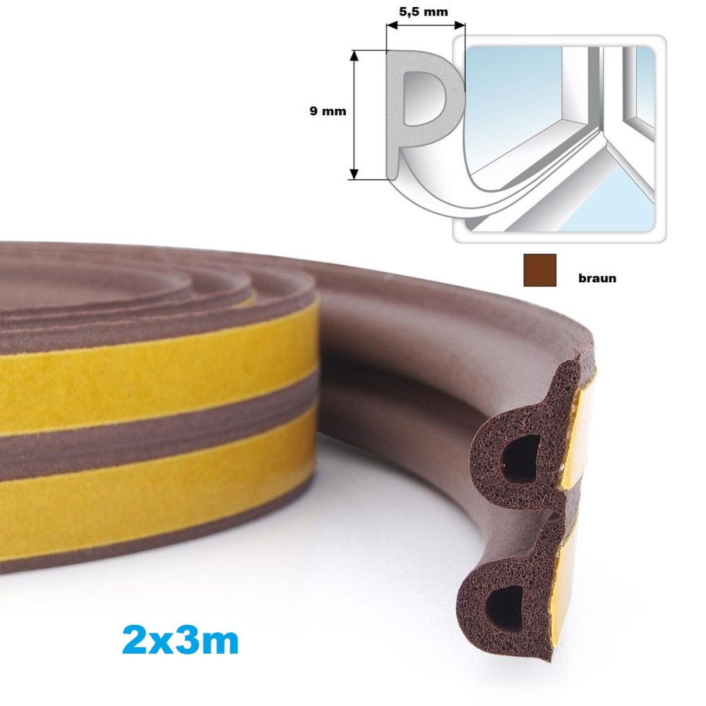 Fenster- und Türdichtung selbstklebend braun