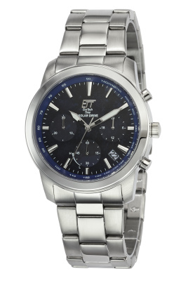 Edelstahl Solar-Chronograph mit blauem Zifferblatt