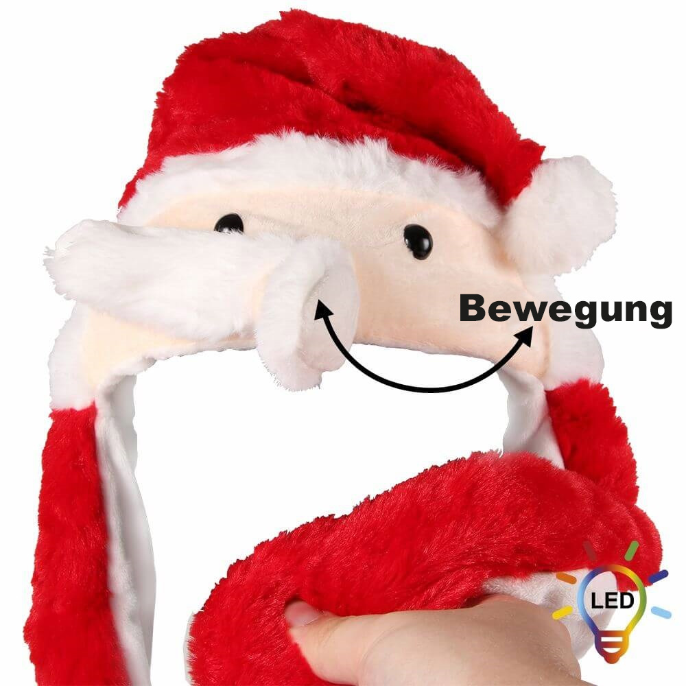 LED-Weihnachtsmütze mit Wackelbart