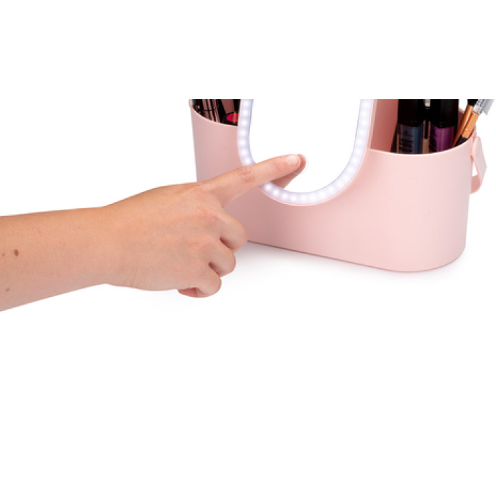 Kosmetikkoffer mit LED Schminkspiegel rosa