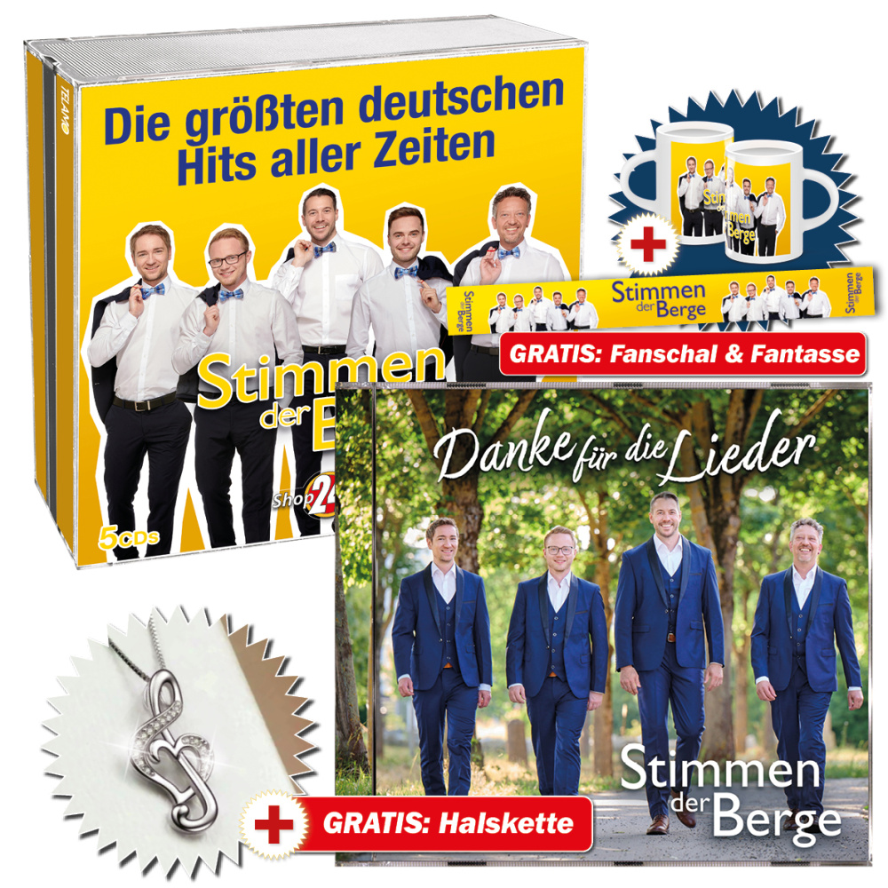 Danke für die Lieder + Die größten deutschen Hits aller Zeiten + GRATIS Fanschal & Tasse