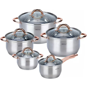 Edelstahl Kochtopf-Set in roségold 10-teilig