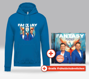 Phönix aus der Asche Fan-Set Kapuzenpulli blau + CD + GRATIS Frühstücksbrettchen