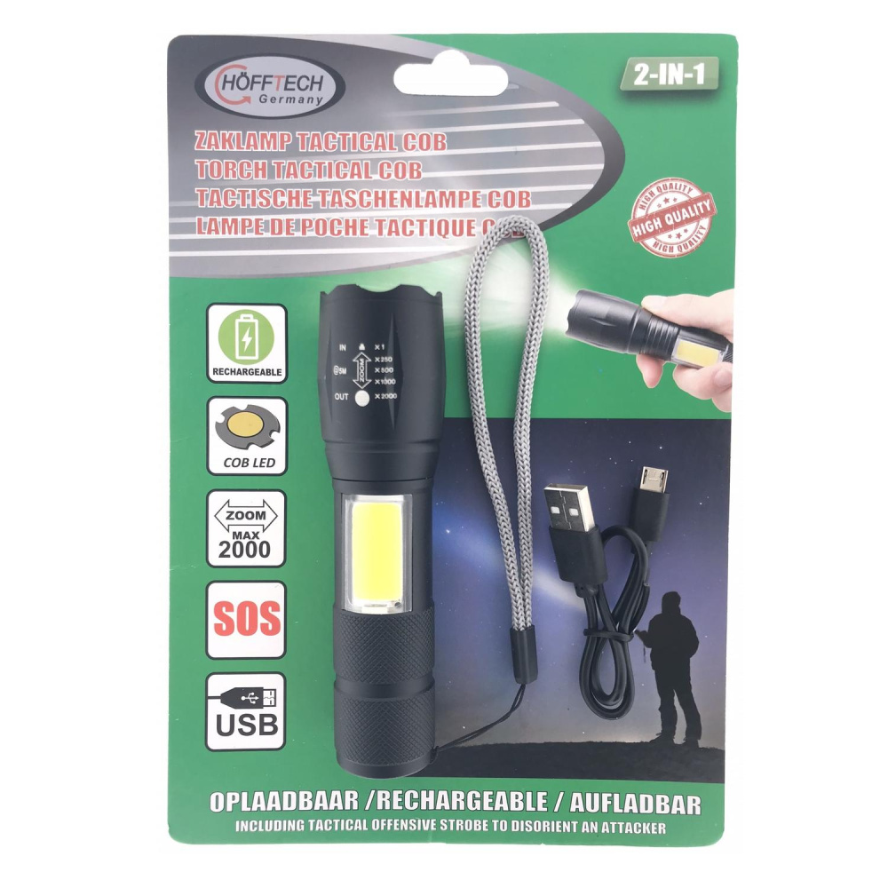 Wiederaufladbare Taschenlampe COB und LED 