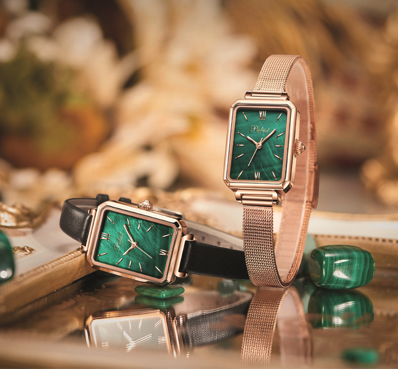 Damenuhr Malachit mit Wechsel-Armbändern (TA) VERSANDKOSTENFREI