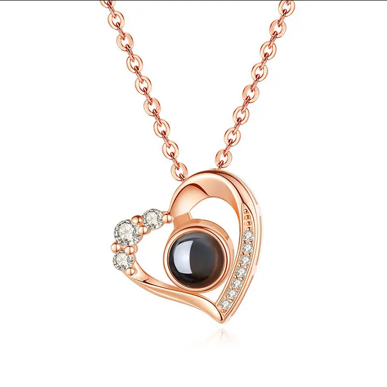 Halskette "Ich liebe Dich" in 100 Sprachen rosegold