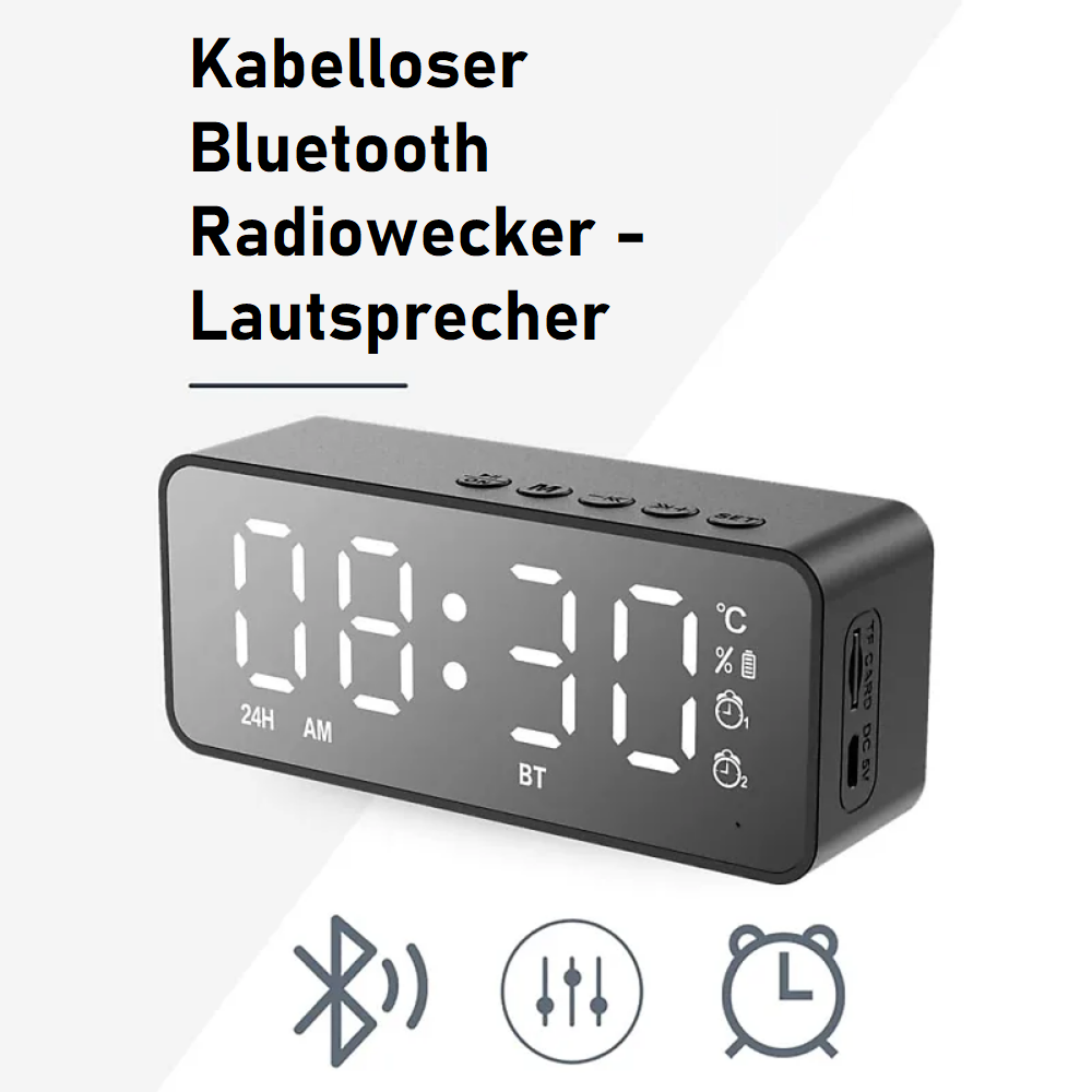 Kabelloser Bluetooth-Lautsprecher mit Weckfunktion