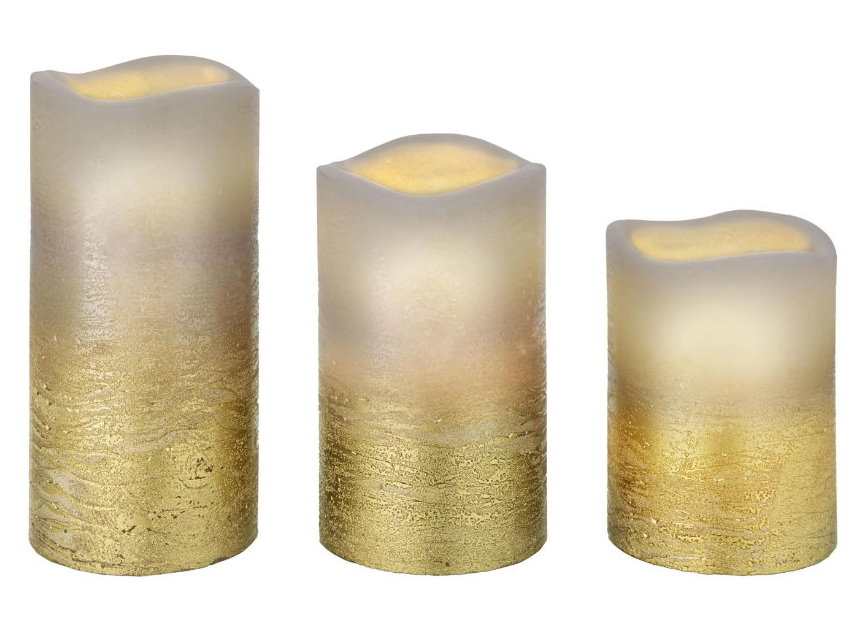 3er Set LED-Echtwachskerzen