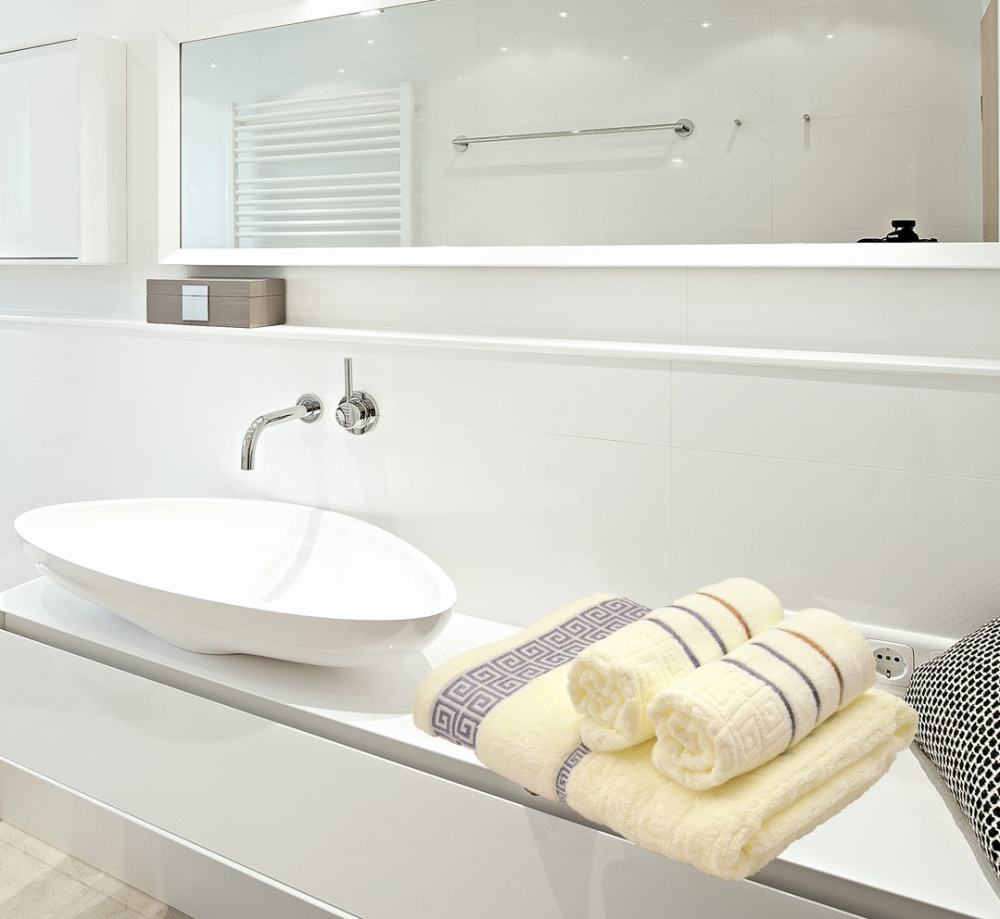 3-teiliges Frottiertuch-Set cremefarben