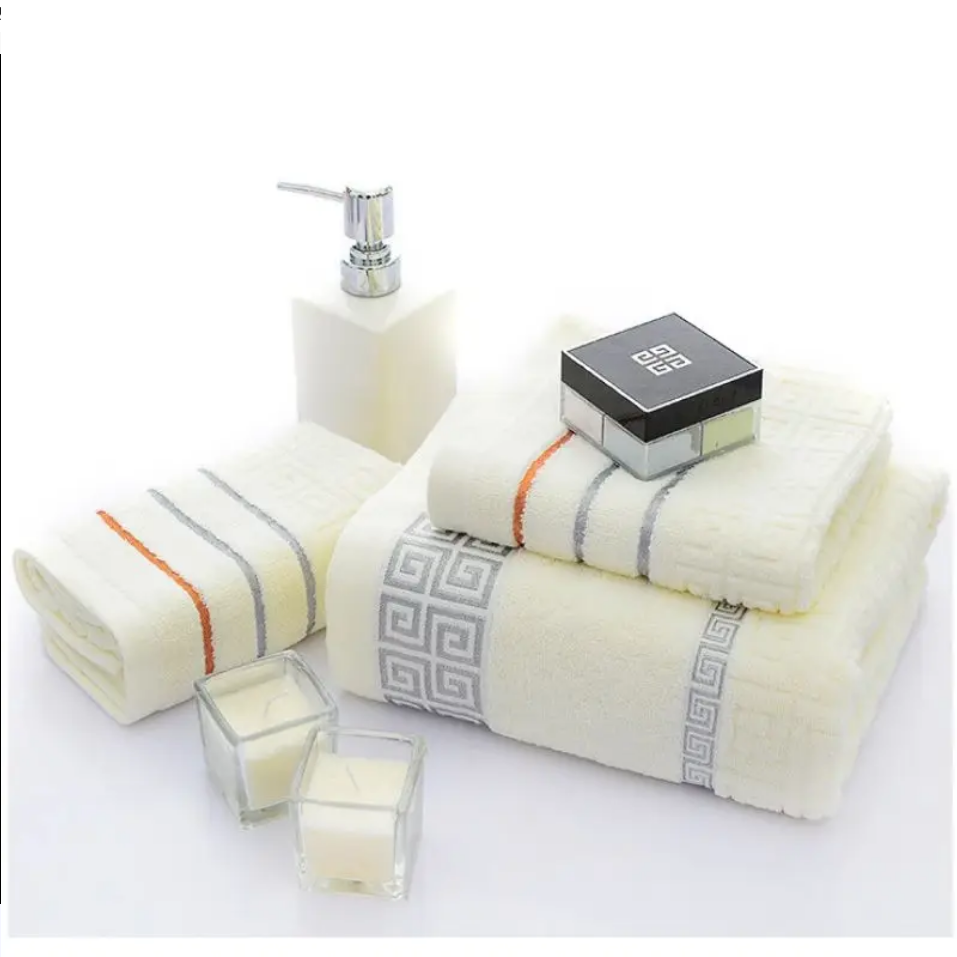 3-teiliges Frottiertuch-Set cremefarben