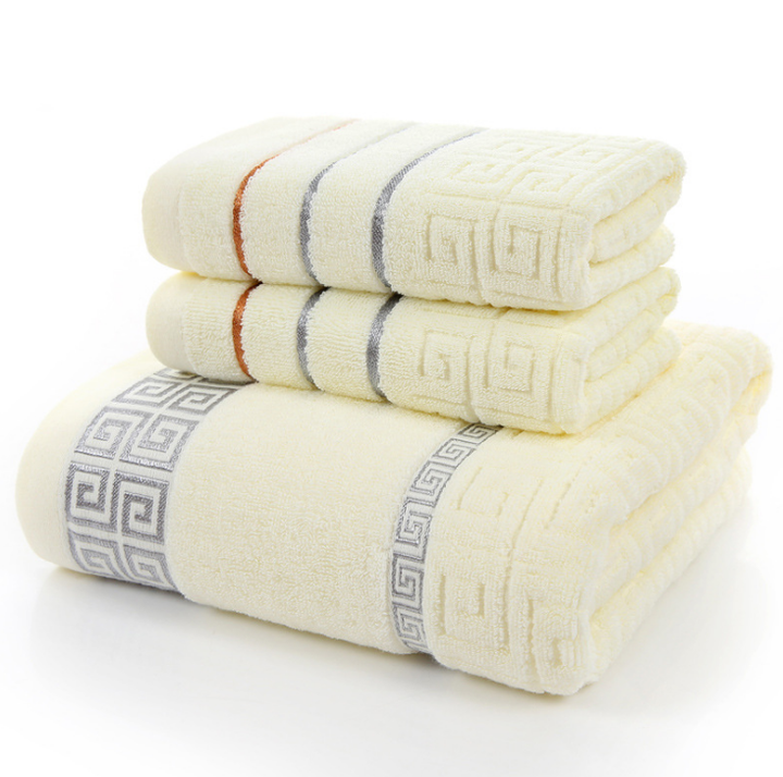 3-teiliges Frottiertuch-Set cremefarben